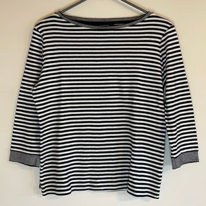 Jones New York Signature Womens Large Black and White Stripes Blouse